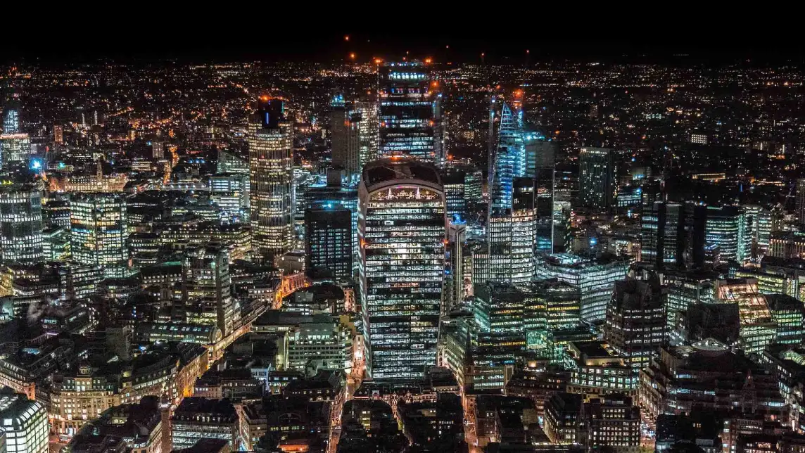 City lights under a Dark sky