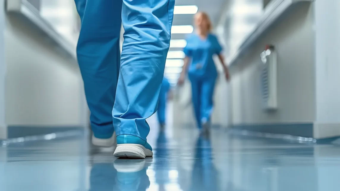Mental health nurse's walk down a hospital corridor