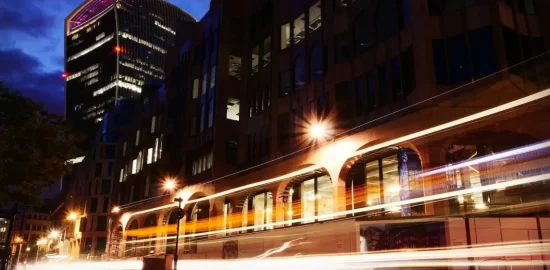 long exposure shot of front of office building