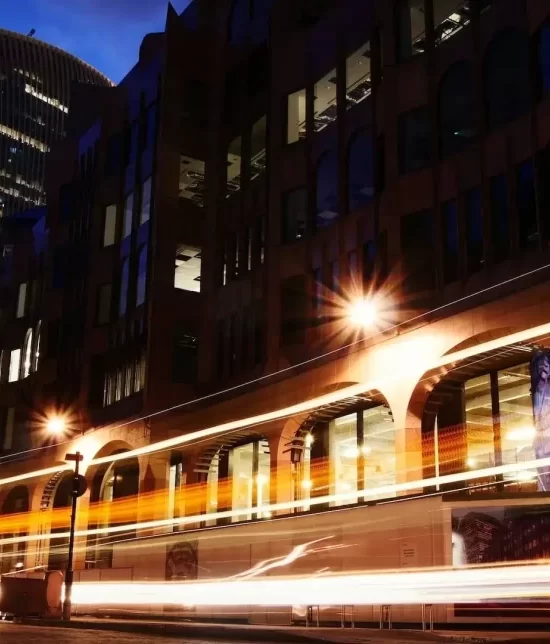 long exposure shot of front of office building