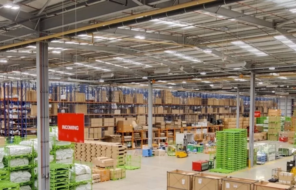 Warehouse using sustainable lighting