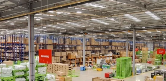 Warehouse using sustainable lighting