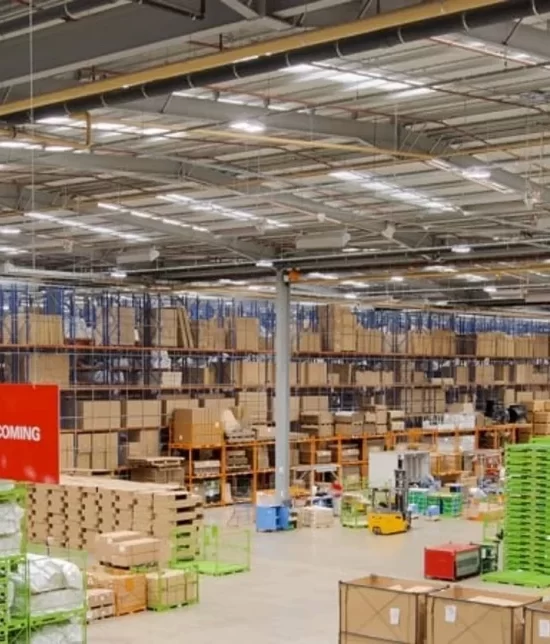 Warehouse using sustainable lighting
