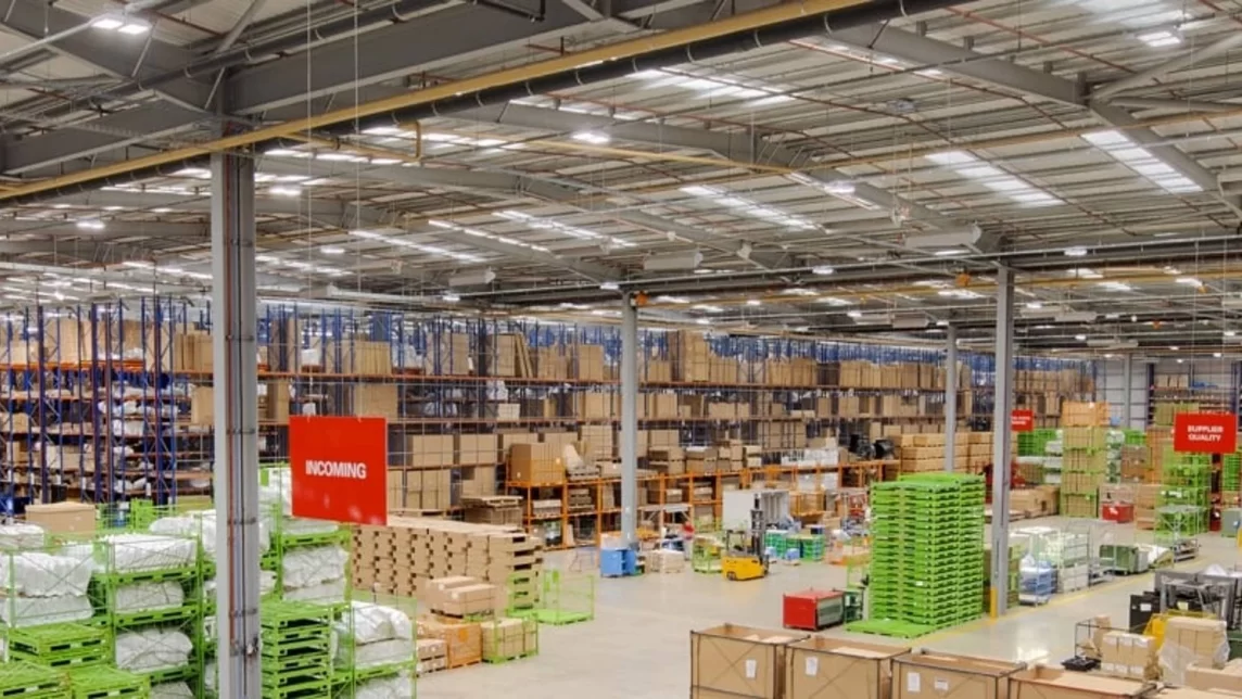 Warehouse using sustainable lighting