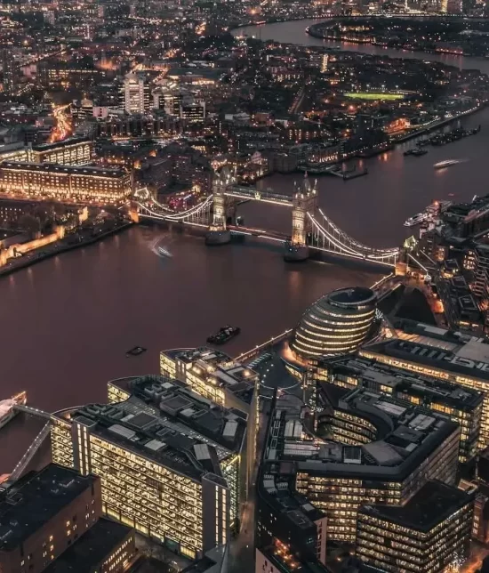 City lights under a dark sky