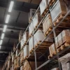 Racking aisle with fluorescent lamps