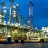 hazard lighting at an oil refinery