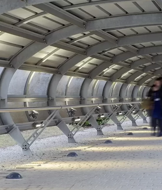 uplights and ground lights in tunnel