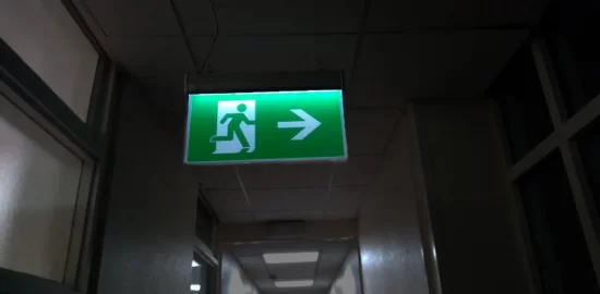 Emergency droplight in hallway